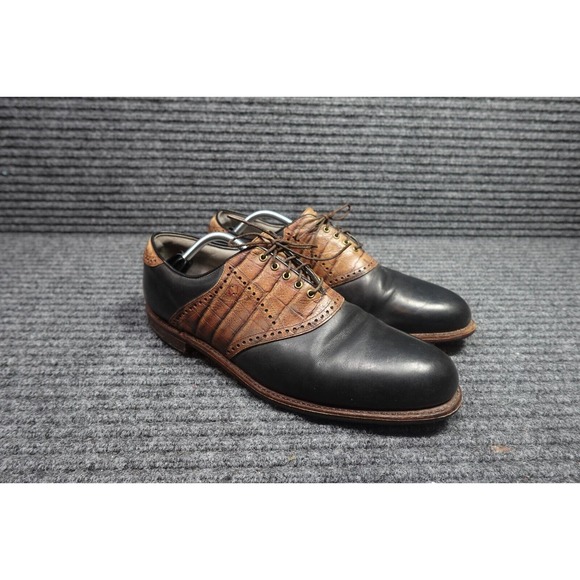 Footjoy Golf Shoes Mens 14 Black Brown Classics Dry Premiere 50056 Lizard